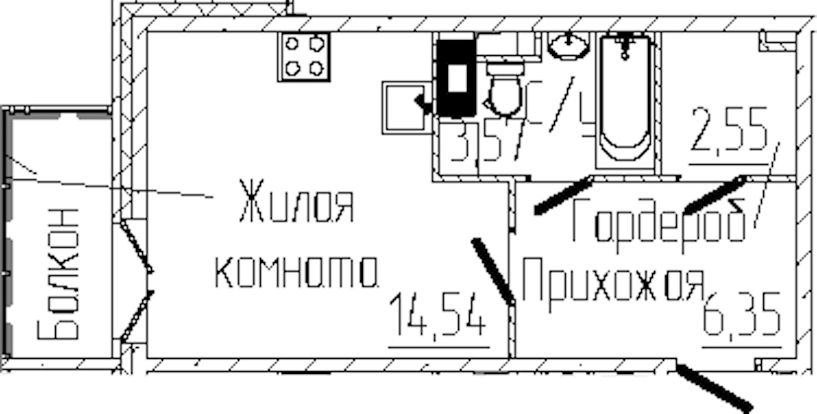 Квартира студия 27.98 м², 2/6 эт., ЖК «SERTOLOVO PARK»